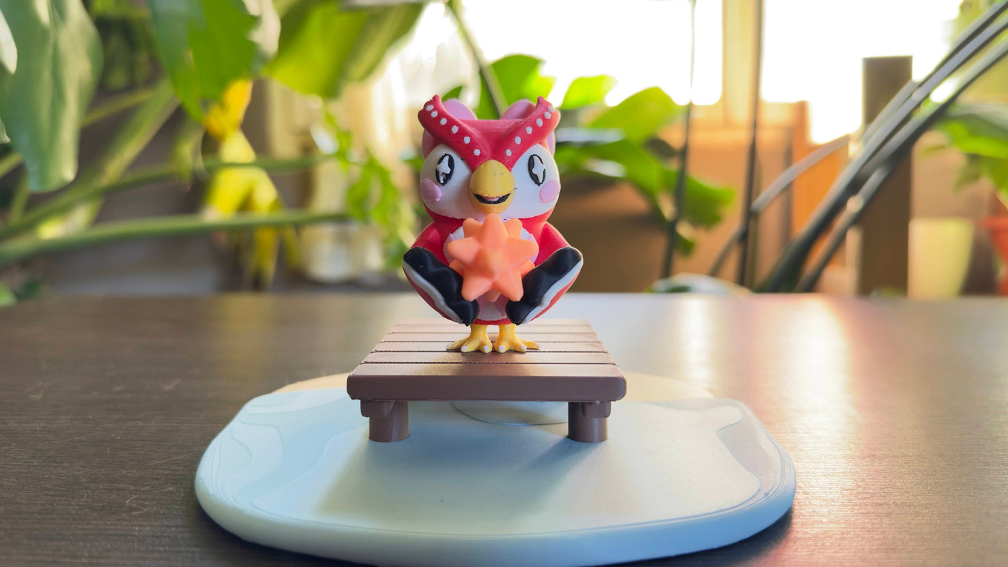 Celeste from Animal Crossing Figure with Glow-in-the-Dark Star - Beach, Water, and Dock Scene