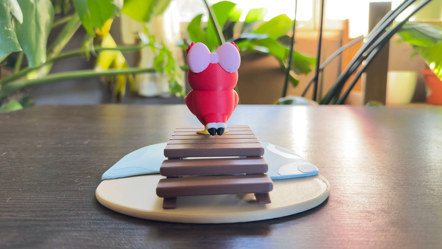 Celeste from Animal Crossing Figure with Glow-in-the-Dark Star - Beach, Water, and Dock Scene