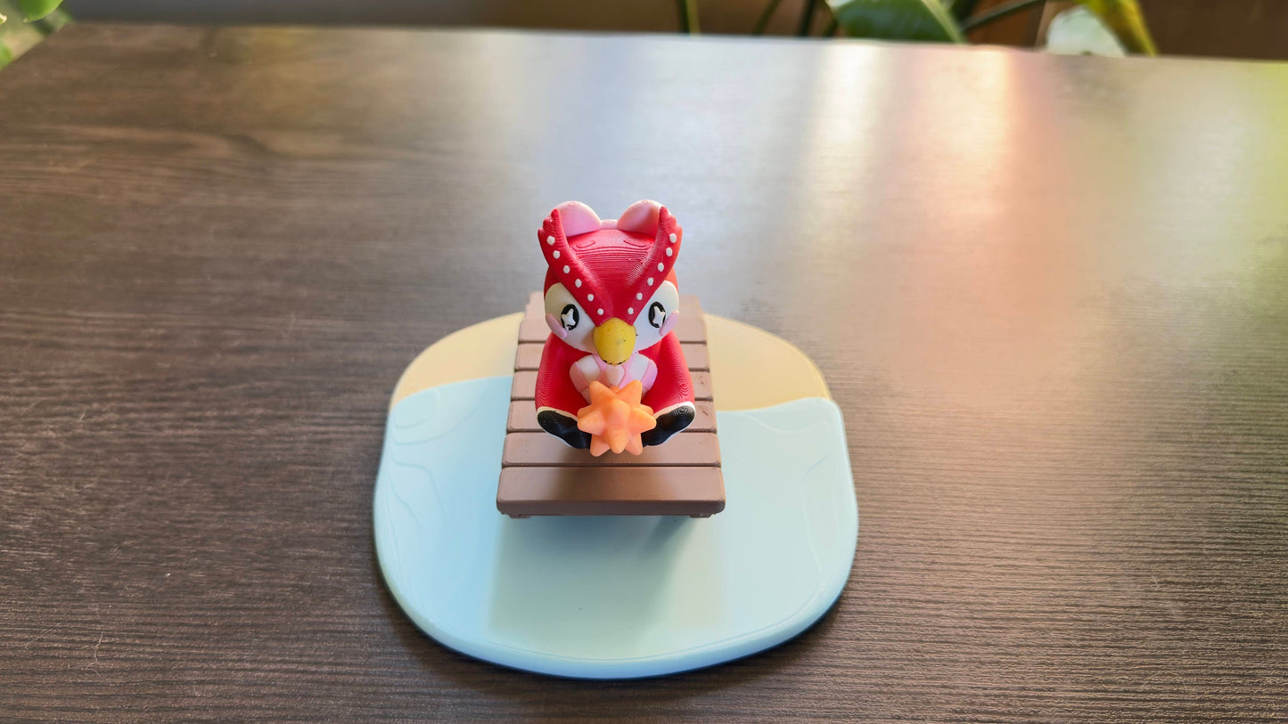 Celeste from Animal Crossing Figure with Glow-in-the-Dark Star - Beach, Water, and Dock Scene