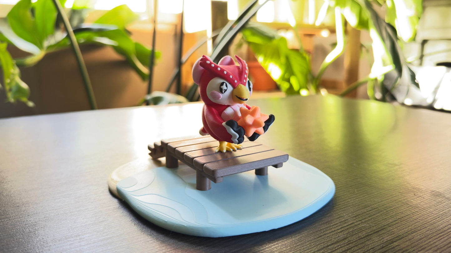 Celeste from Animal Crossing Figure with Glow-in-the-Dark Star - Beach, Water, and Dock Scene