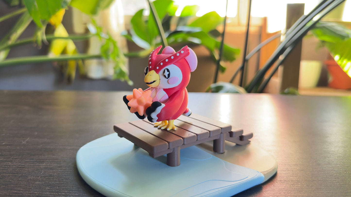 Celeste from Animal Crossing Figure with Glow-in-the-Dark Star - Beach, Water, and Dock Scene